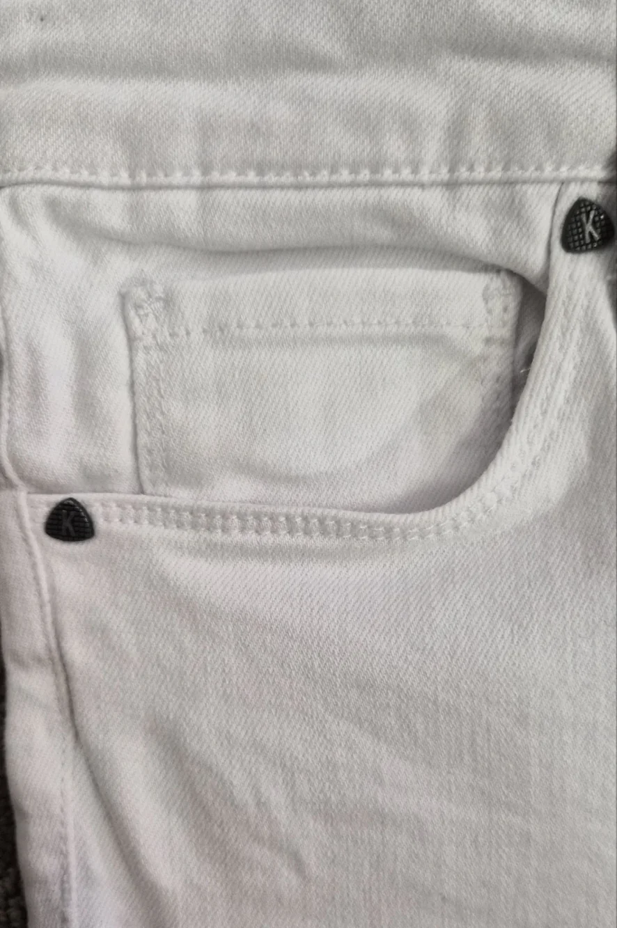KUT Reese White Jeans 8 Raw Hem Ankle Straight High Rise Summer
